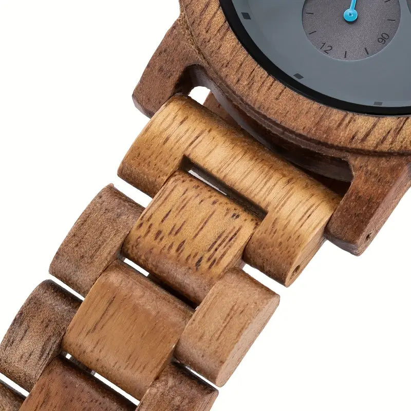 Wooden Wrist Watch with Date/Week Display – Unisex Natural Design for Everyday Wear ⌚