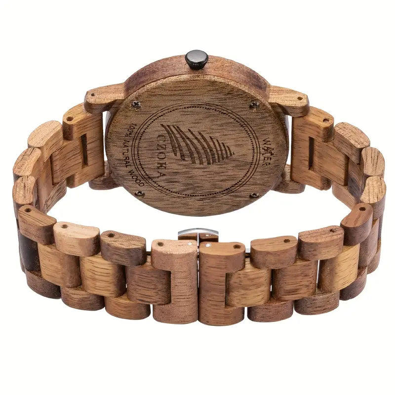 Wooden Wrist Watch with Date/Week Display – Unisex Natural Design for Everyday Wear ⌚