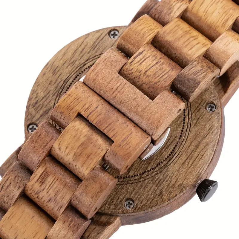 Wooden Wrist Watch with Date/Week Display – Unisex Natural Design for Everyday Wear ⌚