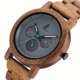 Wooden Wrist Watch with Date/Week Display – Unisex Natural Design for Everyday Wear ⌚