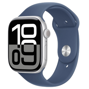 🕒  Pro Series 10 Watch – 46mm Silver Aluminum with Denim Sport Band ⌚💙