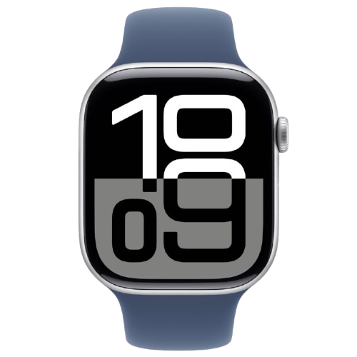 🕒  Pro Series 10 Watch – 46mm Silver Aluminum with Denim Sport Band ⌚💙